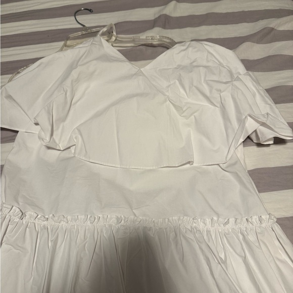 English Factory Women's Woven Ruffle Mini Poplin Dress, White, Medium M  NWT - Picture 4 of 8